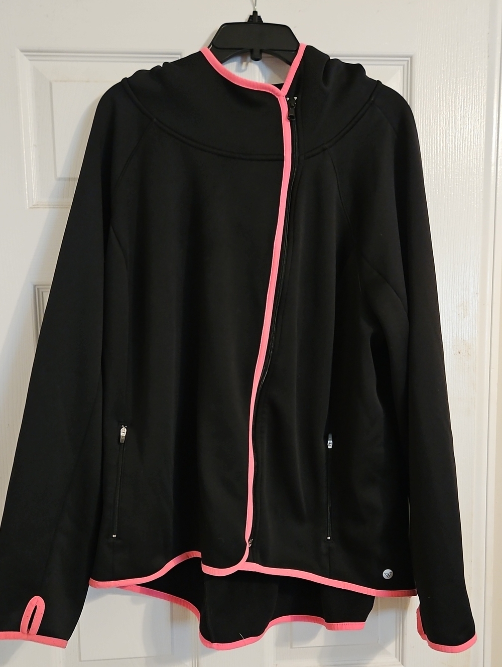 Livi Active Black Jacket with Coral Pink Trim